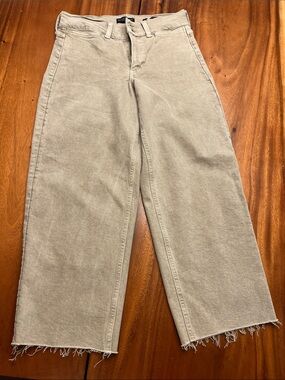Banana Republic High Rise Wide-Leg Crop Jeans in Light Beige/Olive